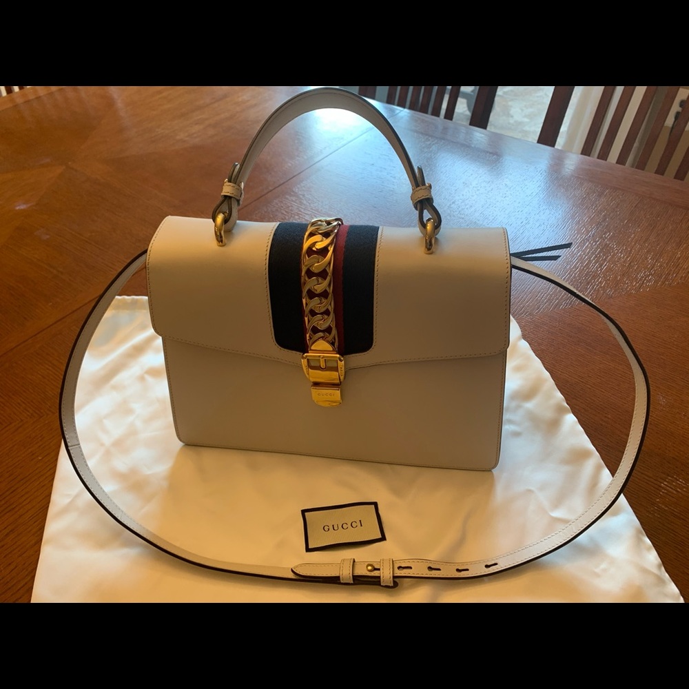 Gucci Sylvie Medium tío handle bag white